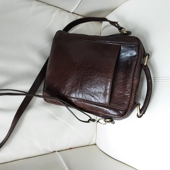 Large Arizona Leather Crossbody Day Bag, Brown - Picture 3 of 6
